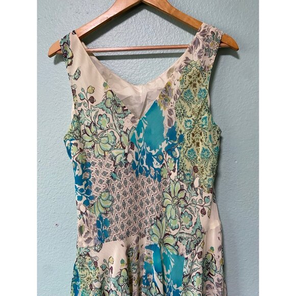 Vintage Evan Picone‎ Women's Blue Green Boho Sleeveless Midi Dress Size 16 - Picture 5 of 10